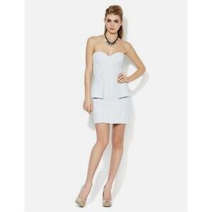 New L.A.M.B. Strapless Dress size 8 Glacier Nordstrom Bustier Peplum $350 NWT